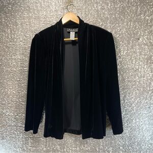 ALEX EVENINGS Womens Black Velvet Sweater Cardigan Jacket Medium Polyester